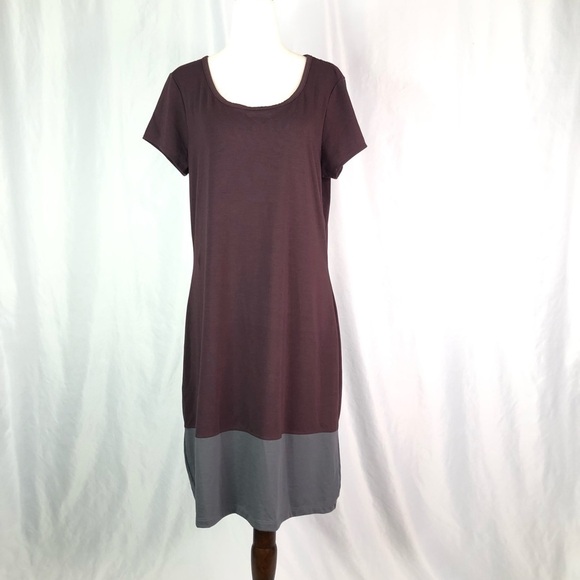 Athleta colorblock t-shirt dress raisin grey short sleeve L - Picture 10 of 10